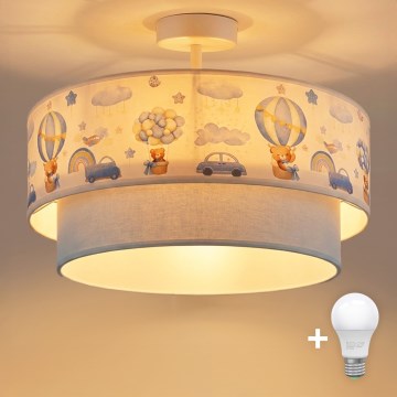 Brilagi - LED vaikiškas paviršinis lubų šviestuvas BOBO 1xE27/60W/230V, skersmuo 40 cm, kreminės arba mėlynos spalvos su meškiukų motyvu