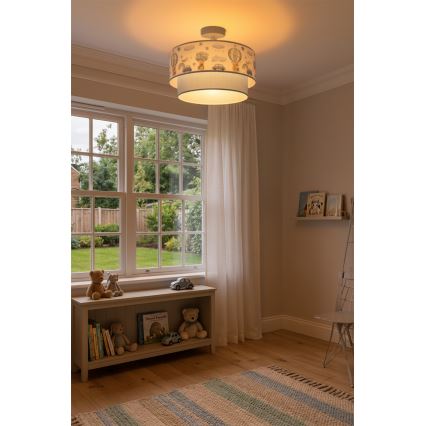 Brilagi - LED vaikiškas paviršinis lubų šviestuvas BOBO 1xE27/60W/230V, skersmuo 40 cm, kreminės arba mėlynos spalvos su meškiukų motyvu