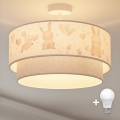 Brilagi - LED vaikiškas paviršinis šviestuvas BOBO 1xE27/60W/230V, skersmuo 40 cm, kreminė/pilka/su zuikučiais