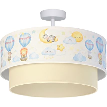 Brilagi - LED vaikiškas lubinis šviestuvas BOBO 1xE27/10W/230V, skersmuo 40 cm, balta/smėlinė/su gyvūnėlių motyvais