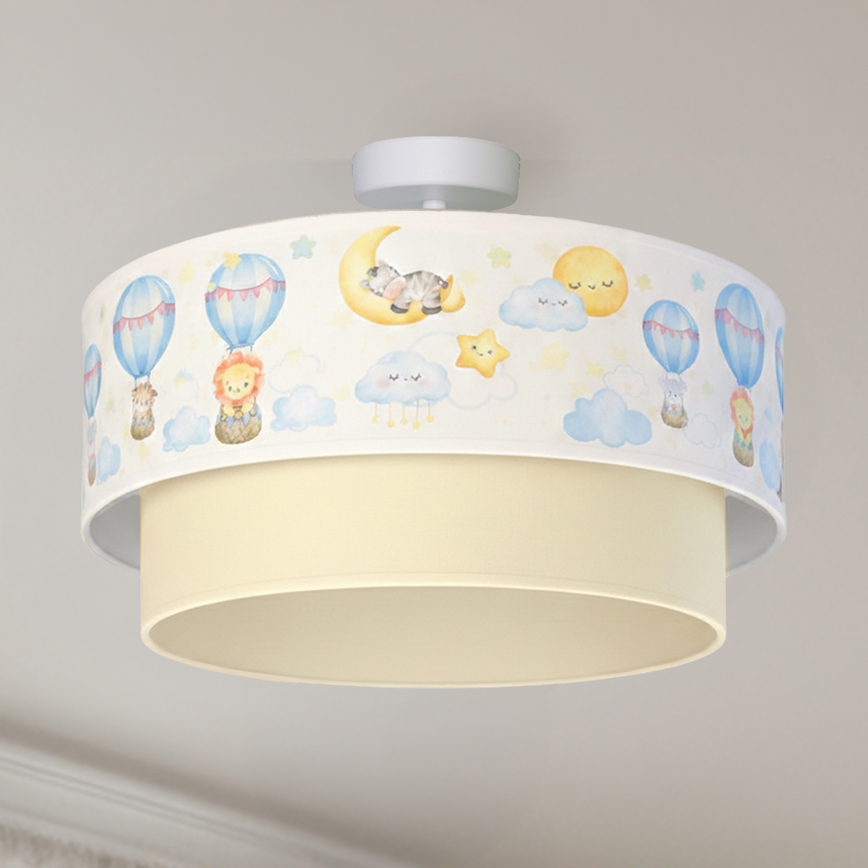 Brilagi - LED vaikiškas lubinis šviestuvas BOBO 1xE27/10W/230V, skersmuo 40 cm, balta/smėlinė/su gyvūnėlių motyvais