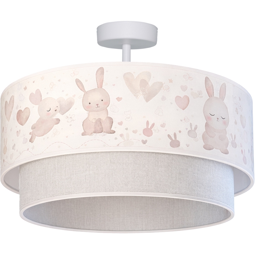 Brilagi - LED vaikiškas paviršinis šviestuvas BOBO 1xE27/60W/230V, skersmuo 40 cm, kreminė/pilka/su zuikučiais