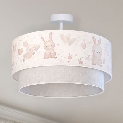 Brilagi - LED vaikiškas paviršinis šviestuvas BOBO 1xE27/60W/230V, skersmuo 40 cm, kreminė/pilka/su zuikučiais