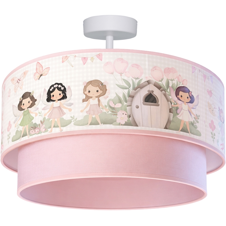 Brilagi - LED vaikiškas prigludęs lubinis šviestuvas BOBO 1xE27/60W/230V, skersmuo 40 cm, rožinė / fėjos
