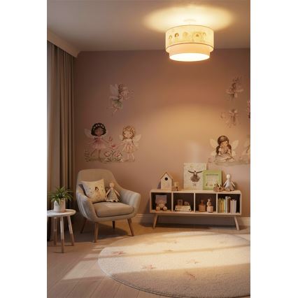 Brilagi - LED vaikiškas prigludęs lubinis šviestuvas BOBO 1xE27/60W/230V, skersmuo 40 cm, rožinė / fėjos