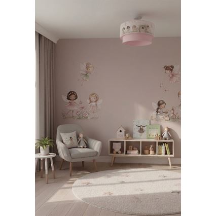Brilagi - LED vaikiškas prigludęs lubinis šviestuvas BOBO 1xE27/60W/230V, skersmuo 40 cm, rožinė / fėjos