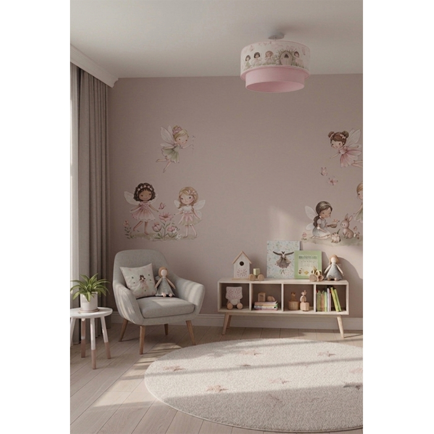 Brilagi - LED vaikiškas prigludęs lubinis šviestuvas BOBO 1xE27/60W/230V, skersmuo 40 cm, rožinė / fėjos