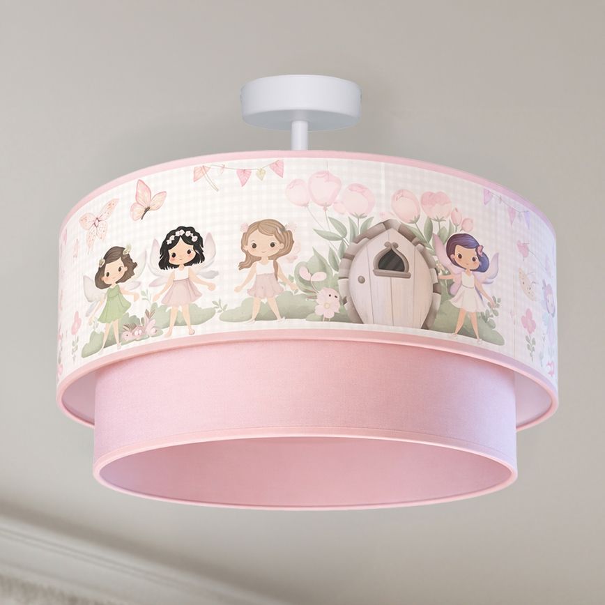 Brilagi - LED vaikiškas prigludęs lubinis šviestuvas BOBO 1xE27/60W/230V, skersmuo 40 cm, rožinė / fėjos