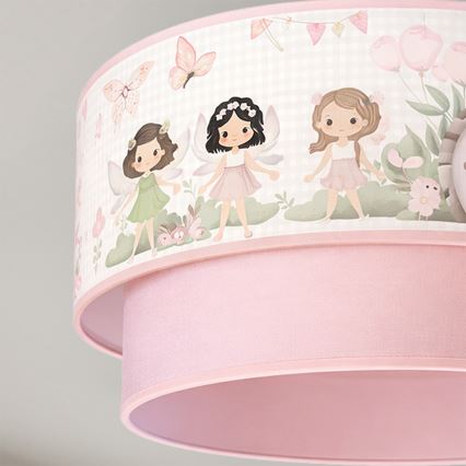 Brilagi - LED vaikiškas prigludęs lubinis šviestuvas BOBO 1xE27/60W/230V, skersmuo 40 cm, rožinė / fėjos