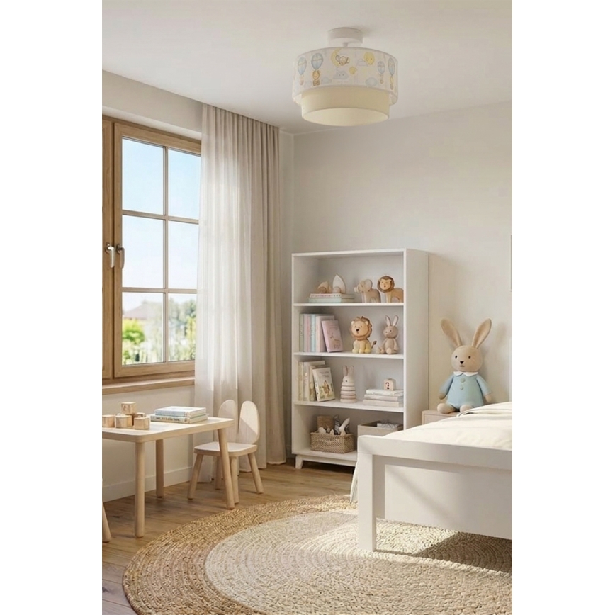 Brilagi - LED vaikiškas paviršinis lubų šviestuvas BOBO 1xE27/60W/230V skersmuo 40 cm baltas/kreminis/su gyvūnėliais