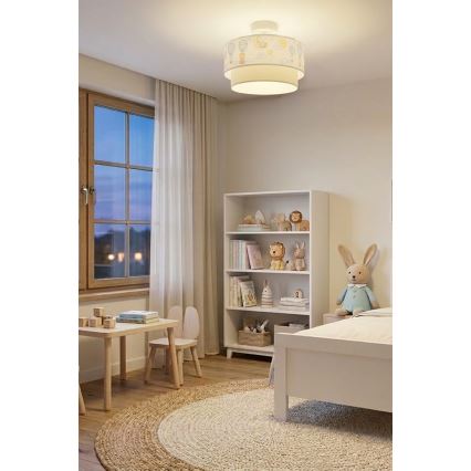 Brilagi - LED vaikiškas paviršinis lubų šviestuvas BOBO 1xE27/60W/230V skersmuo 40 cm baltas/kreminis/su gyvūnėliais