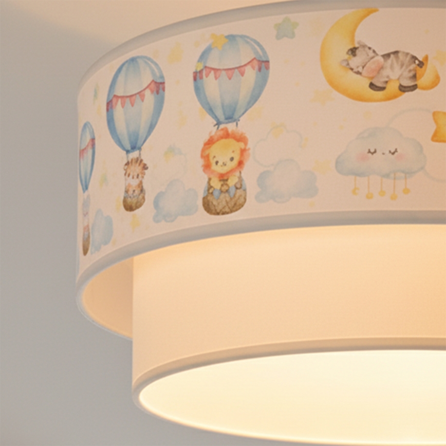 Brilagi - LED vaikiškas paviršinis lubų šviestuvas BOBO 1xE27/60W/230V skersmuo 40 cm baltas/kreminis/su gyvūnėliais