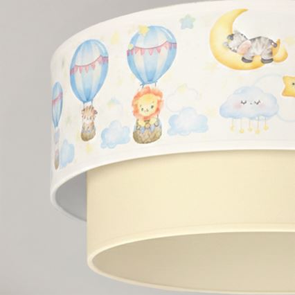 Brilagi - LED vaikiškas paviršinis lubų šviestuvas BOBO 1xE27/60W/230V skersmuo 40 cm baltas/kreminis/su gyvūnėliais