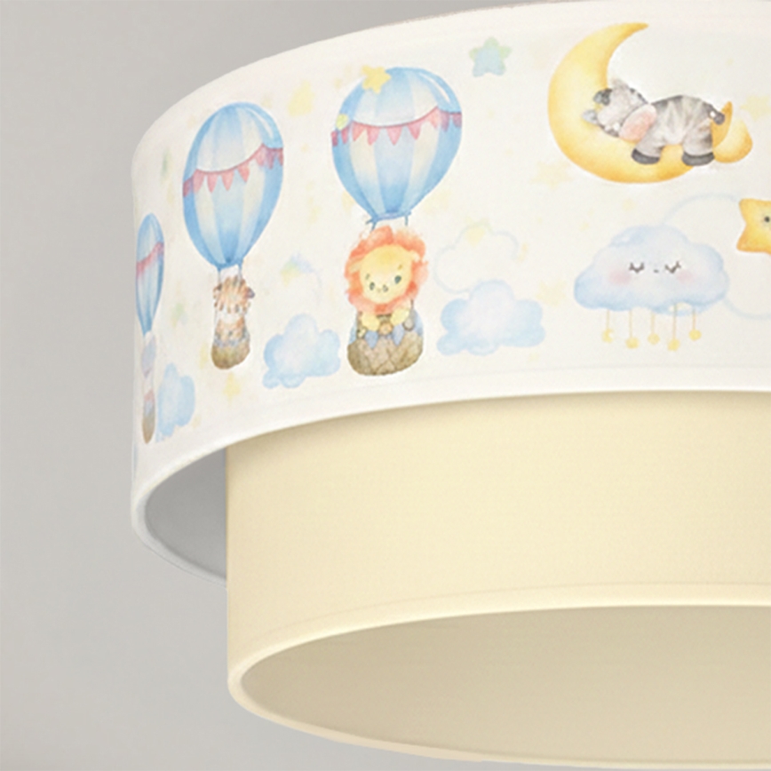 Brilagi - LED vaikiškas paviršinis lubų šviestuvas BOBO 1xE27/60W/230V skersmuo 40 cm baltas/kreminis/su gyvūnėliais