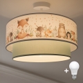 Brilagi - LED vaikiškas prigludęs lubų šviestuvas BOBO 1xE27/60W/230V skersmuo 40 cm balta/žalia/gyvūnėliai