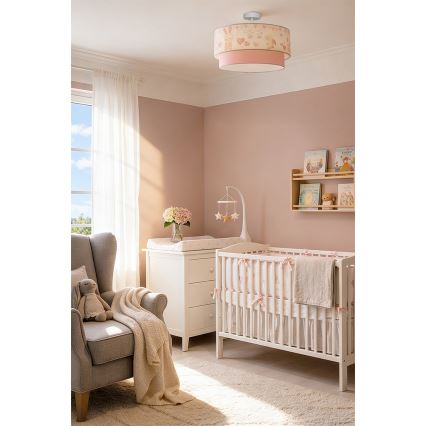Brilagi - LED vaikiškas prigludęs lubinis šviestuvas BOBO 1xE27/60W/230V skersmuo 40 cm kreminė/rožinė/triušiukai