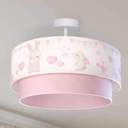 Brilagi - LED vaikiškas prigludęs lubinis šviestuvas BOBO 1xE27/60W/230V skersmuo 40 cm kreminė/rožinė/triušiukai