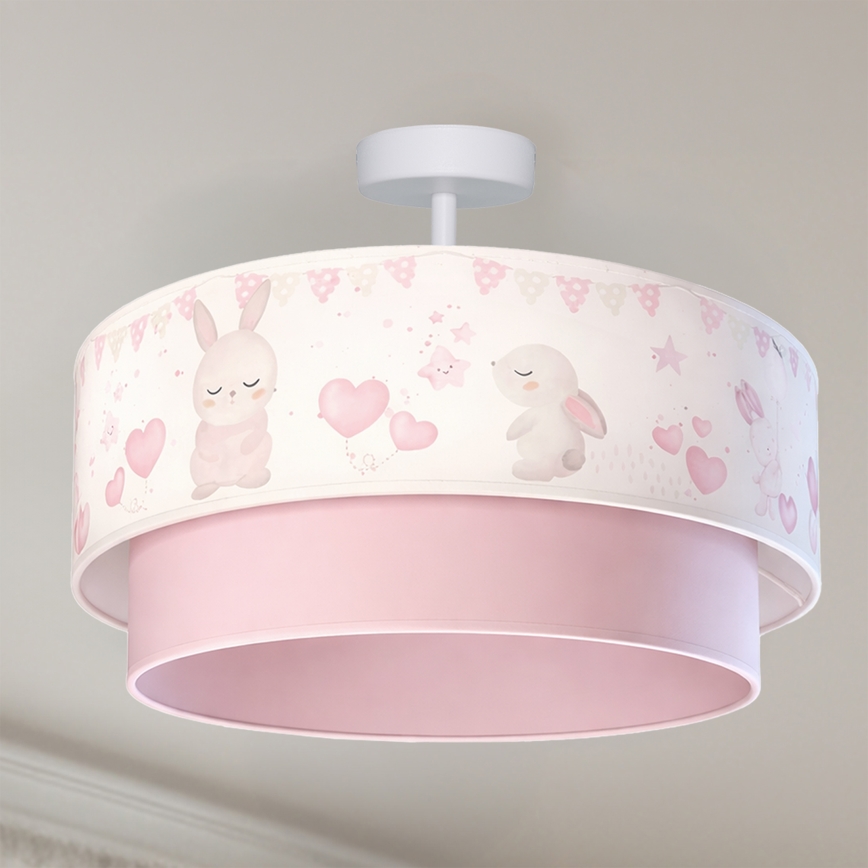 Brilagi - LED vaikiškas prigludęs lubinis šviestuvas BOBO 1xE27/60W/230V skersmuo 40 cm kreminė/rožinė/triušiukai