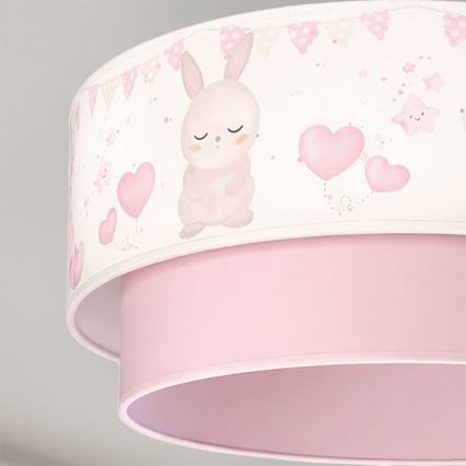 Brilagi - LED vaikiškas prigludęs lubinis šviestuvas BOBO 1xE27/60W/230V skersmuo 40 cm kreminė/rožinė/triušiukai