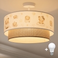 Brilagi - LED vaikiškas prigludęs šviestuvas BOBO 1xE27/60W/230V Ø 40 cm baltas/kreminis/su meškiukais