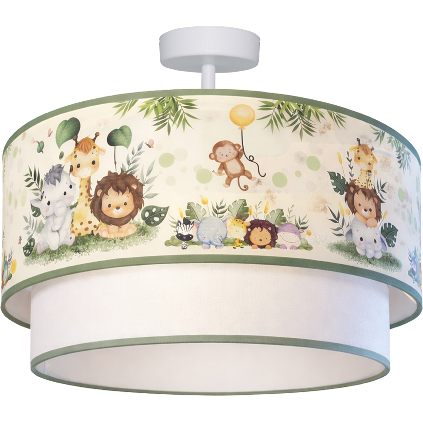 Brilagi - LED vaikų paviršinis šviestuvas BOBO 1xE27/60W/230V Ø 40 cm kreminė/žalia/džiunglės