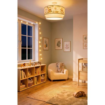 Brilagi - LED vaikų paviršinis šviestuvas BOBO 1xE27/60W/230V Ø 40 cm kreminė/žalia/džiunglės