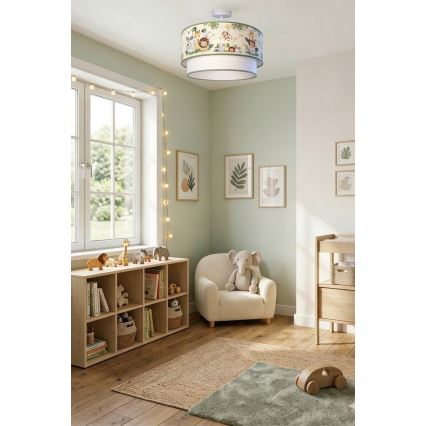 Brilagi - LED vaikų paviršinis šviestuvas BOBO 1xE27/60W/230V Ø 40 cm kreminė/žalia/džiunglės