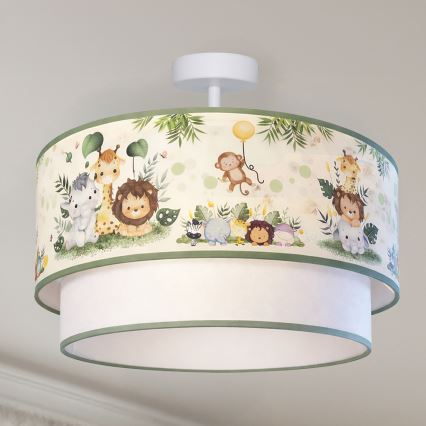 Brilagi - LED vaikų paviršinis šviestuvas BOBO 1xE27/60W/230V Ø 40 cm kreminė/žalia/džiunglės