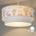 Brilagi - LED vaikų pakabinamas šviestuvas BOBO ant laido 1xE27/60W/230V skersmuo 40 cm kreminė/mėlyna/su meškiukais