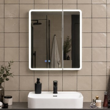 BRILAGI - LED Veidrodinė vonios spintelė su apšvietimu NOTO DOUBLE 60x70 cm