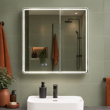 BRILAGI - LED Veidrodinė vonios spintelė su apšvietimu NOTO DOUBLE 78x70 cm