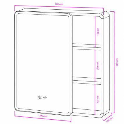 BRILAGI - LED veidrodinė vonios spintelė su apšvietimu NOTO SINGLE 60x65 cm