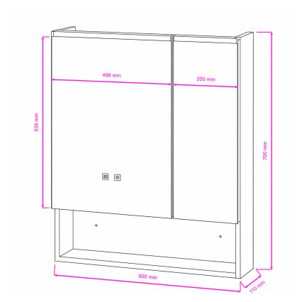 BRILAGI - LED veidrodinė vonios spintelė su apšvietimu TRABIA DOUBLE 60x70 cm