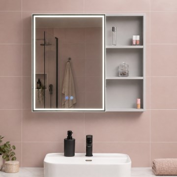 BRILAGI - LED veidrodinė vonios spintelė su integruotu apšvietimu NOTO SINGLE 78x65 cm