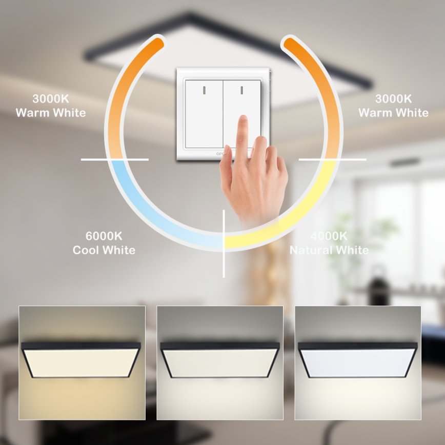 Brilagi - LED vonios kambario lubinis šviestuvas FRAME LED/96W/230V 120x60 cm 3000/4000/6000K IP44 juodas