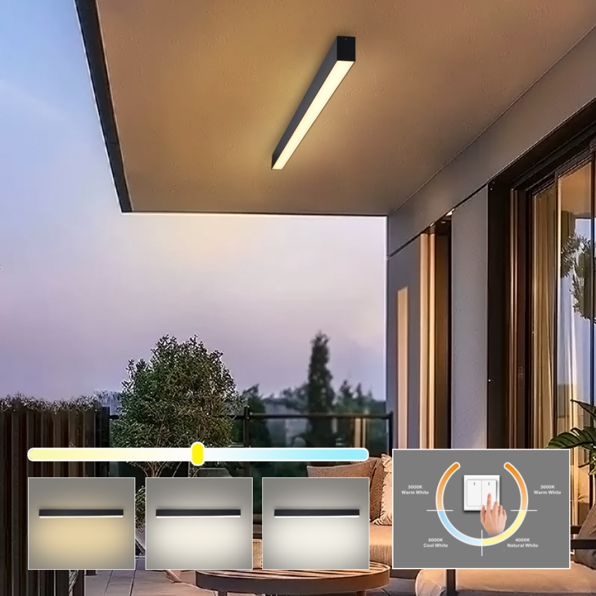 Brilagi - LED vonios kambario lubinis šviestuvas SLEEKLINE LED/40W/230V 3000/4500/6000K juodas IP44