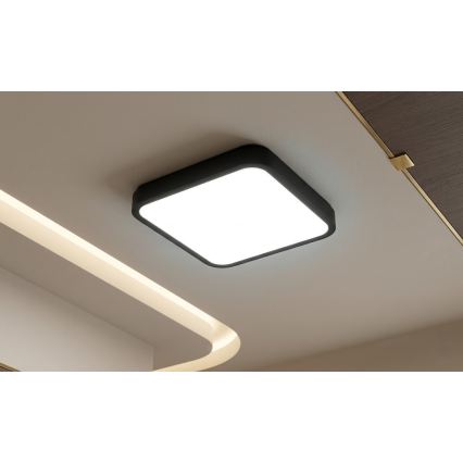 BRILAGI - LED vonios lubų šviestuvas su jutikliu ZENNA LED/18W/230V 28,5x28,5 cm IP44 juodas + nuotolinio valdymo pultas
