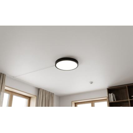 BRILAGI - LED vonios kambario lubinis šviestuvas su jutikliu ZENNA LED/18W/230V Ø 29,5 cm IP44 juodas + su nuotoliniu pulteliu