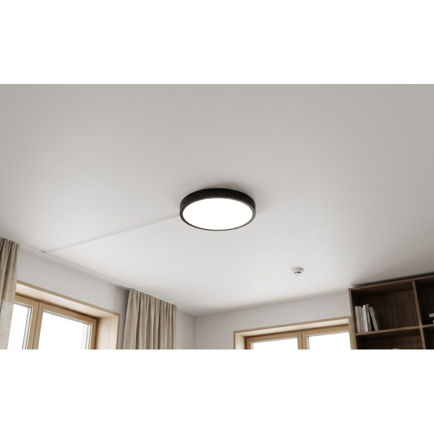 BRILAGI - LED vonios kambario lubinis šviestuvas su jutikliu ZENNA LED/18W/230V Ø 29,5 cm IP44 juodas + su nuotoliniu pulteliu