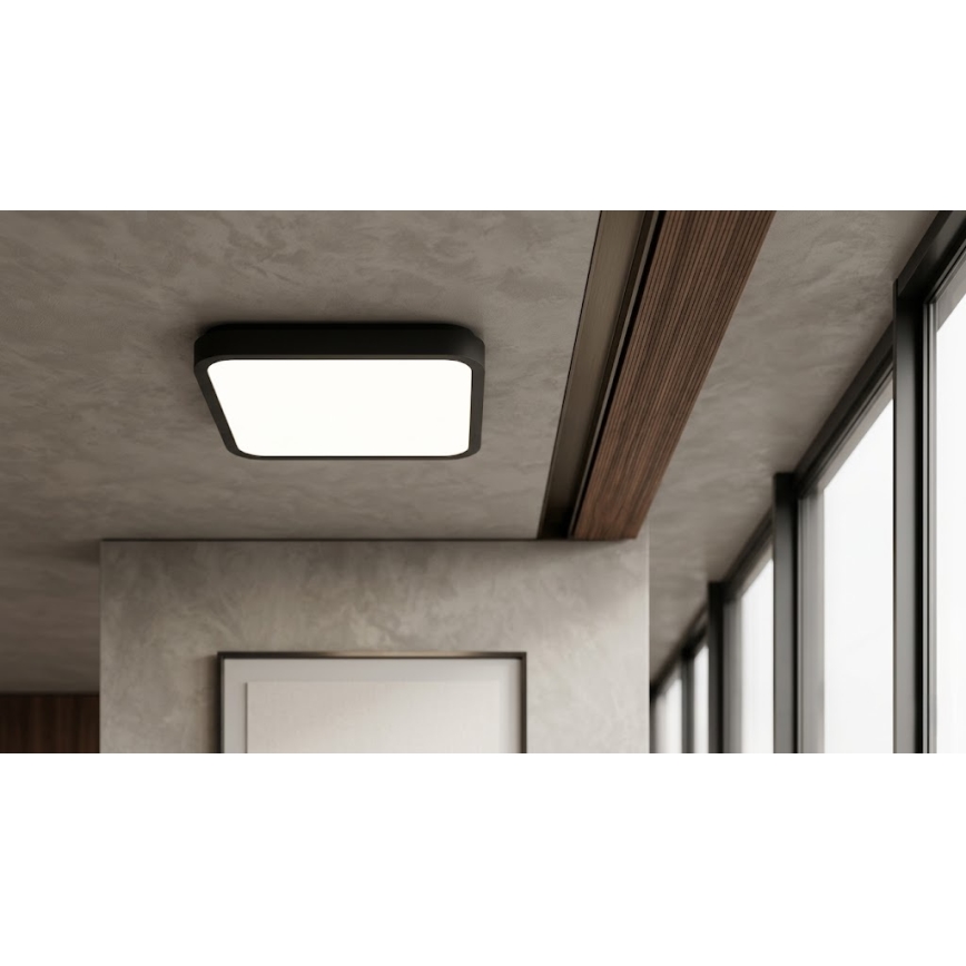 BRILAGI - LED vonios kambario lubinis šviestuvas su jutikliu ZENNA LED/24W/230V 34,5x34,5 cm IP44 juodas + nuotolinis valdymas