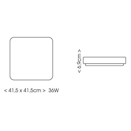 BRILAGI - LED Vonios kambario lubinis šviestuvas su jutikliu ZENNA LED/36W/230V 41,5x41,5 cm IP44 juoda + nuotolinis valdymas