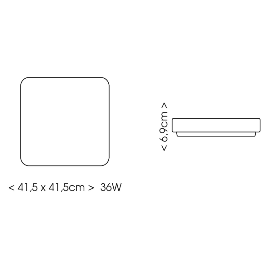 BRILAGI - LED Vonios kambario lubinis šviestuvas su jutikliu ZENNA LED/36W/230V 41,5x41,5 cm IP44 juoda + nuotolinis valdymas