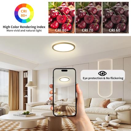 Brilagi - LED vonios kambario lubinis šviestuvas ULTRA SLIM LED/12W/230V skersmuo 22,5 cm auksinis IP54