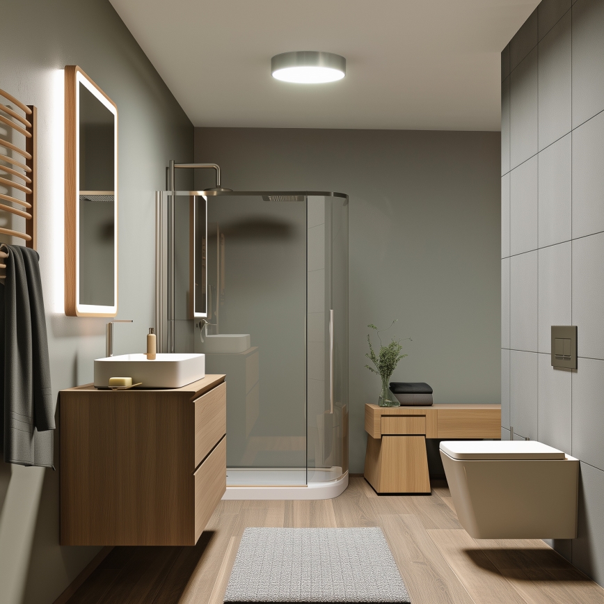 Brilagi - LED vonios kambario lubinis šviestuvas POOL LED/24W/230V 3000/4000/5500K, skersmuo 30 cm, IP54, matinio chromo apdaila