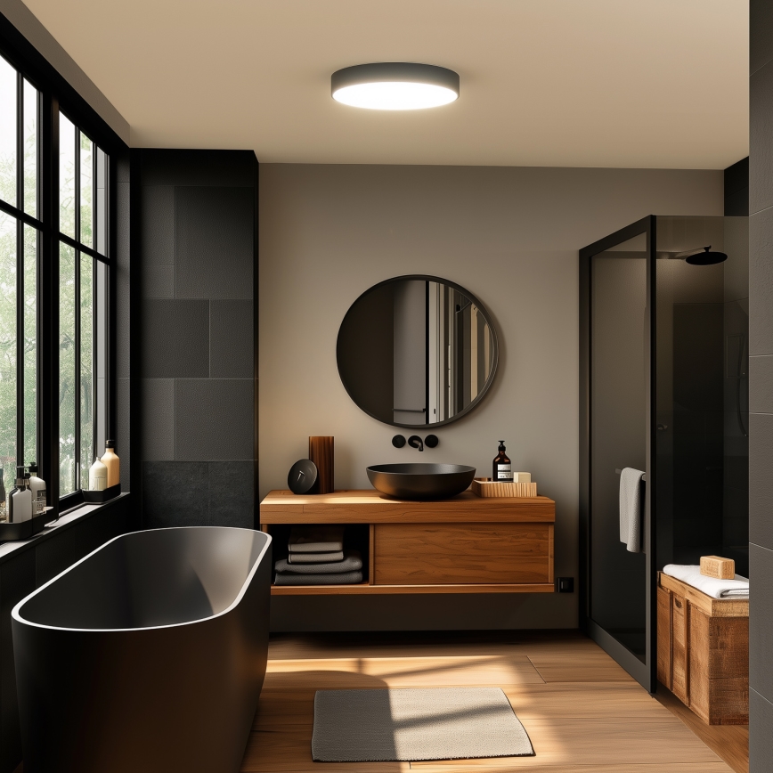 Brilagi - LED vonios kambario lubinis šviestuvas POOL LED/36W/230V 3000/4000/5500K skersmuo 40 cm IP54 juodas