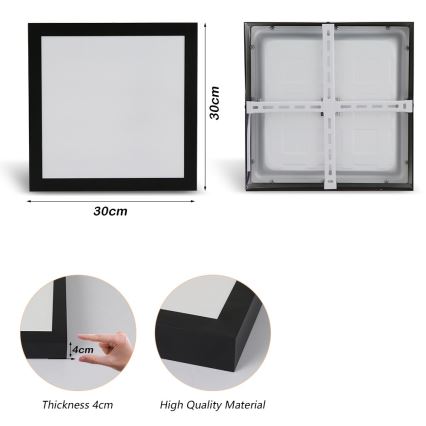 Brilagi - LED lubinis vonios šviestuvas FRAME LED/24W/230V 30x30 cm 3000/4000/6000K IP44 juoda