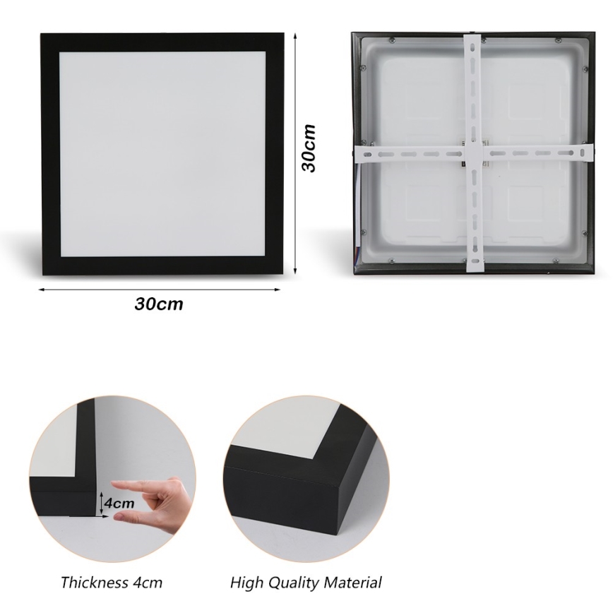 Brilagi - LED lubinis vonios šviestuvas FRAME LED/24W/230V 30x30 cm 3000/4000/6000K IP44 juoda
