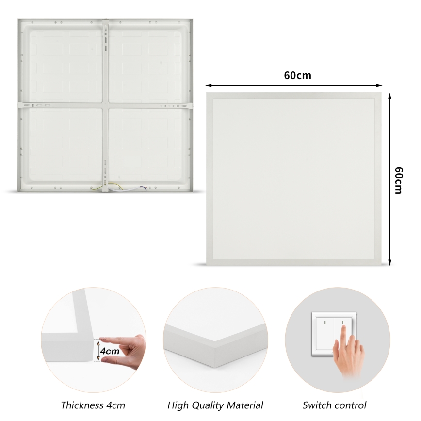 Brilagi - LED vonios lubų šviestuvas FRAME LED/50W/230V 3000/4000/6000K 60x60 cm IP44 sidabrinis