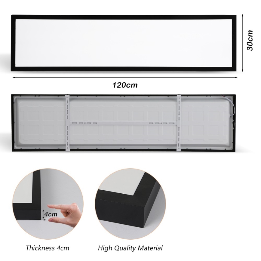 Brilagi - LED lubinis vonios šviestuvas FRAME LED/50W/230V 30x120 cm 3000/4000/6000K IP44 juoda