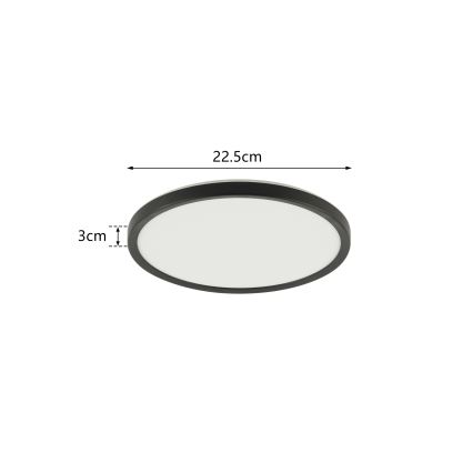 Brilagi - LED lubinis vonios šviestuvas ULTRA SLIM LED/12W/230V diametras 22,5 cm juoda IP54